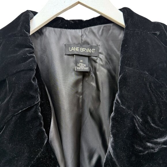 Lane Bryant Velvet Swing Jacket Plus Size 26 Black Evening Blazer 3/4 Sleeve - Picture 6 of 10